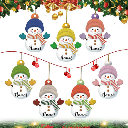 7PCS Personalized Christmas Ornament 2025, Custom Snowman Family Ornament with Name Photo Acrylic