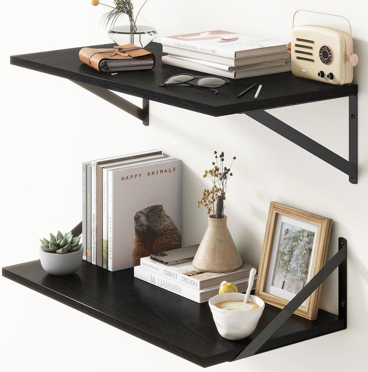 Deep Floating Shelves, 12 Inch Deep Floating Shelves for Wall, 24"W x 12"D Wall Shelves for Books