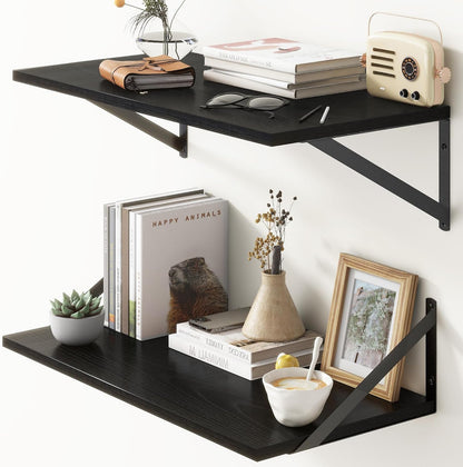 Deep Floating Shelves, 12 Inch Deep Floating Shelves for Wall, 24"W x 12"D Wall Shelves for Books