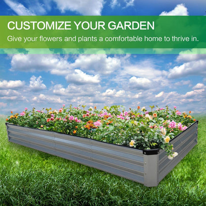 GARDMAX 8x4x1FT Galvanized Raised Garden Bed Kit, Metal Planter Boxes Outdoor with Easy Assembly