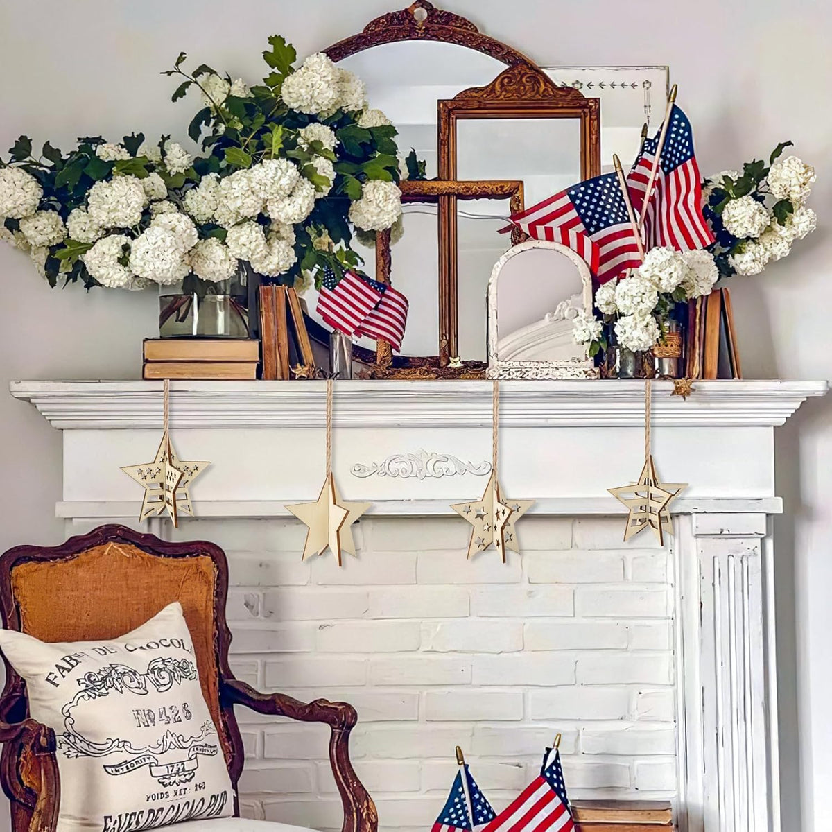 COCHIE DIY 3D 4th of July Stars Wood Crafts to Paint for Kids Adults, Paintable Unfinished Wooden
