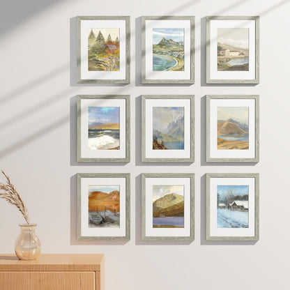 Vittanly 8.5x11 Picture Frames Set of 9, Shatter Resistant Plexiglass, Display 6x8 Pictures with