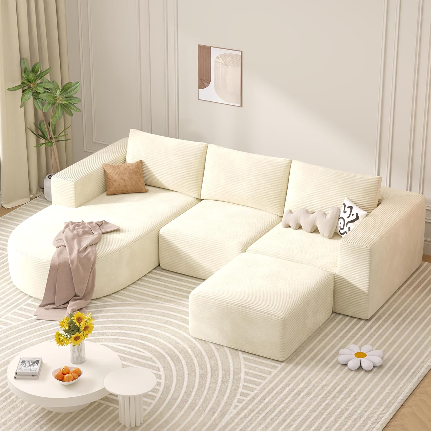 Modular Sectional Sofa with L-Shape Chaise,Cloud Sectional Modern Sleeper Couch with Deep