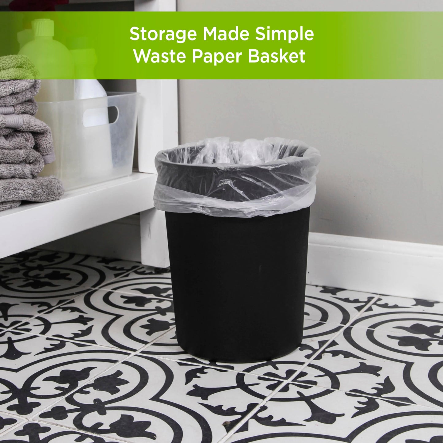 Kenney KN83001 Storage Made Simple 1.53 Gallon (5.7 Liter) Small Open Top Rust-Proof Plastic Waste