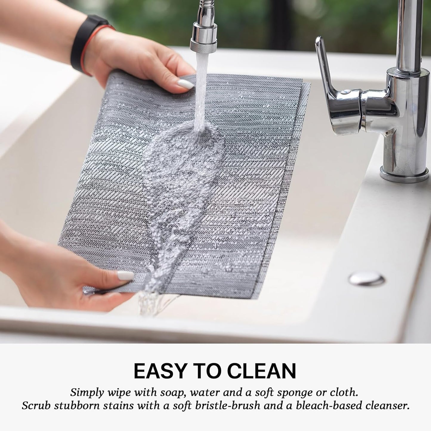 LEXMORE Placemats Set of 8 Vinyl/Plastic Woven Place Mats for Kitchen Table Indoor/Outdoor Washable