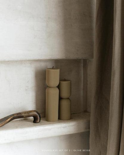 LAWA Hourglass Pillar Candle - Large Beautiful Handmade Pillar Scented Soy Wax Candle Elegant