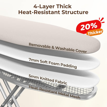 Yaheetech Foldable Ironing Board, Heavy Duty Iron Board with 9 Adjustable Heights, 4 Layer Cover