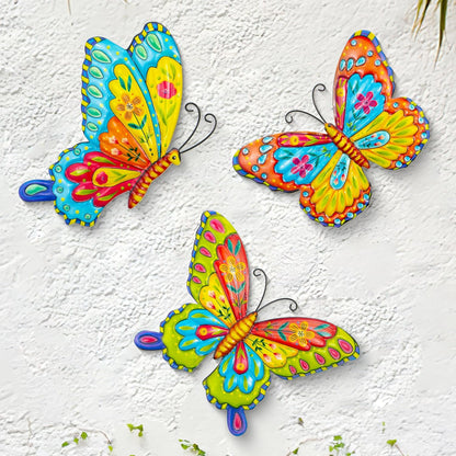 J-Fly Metal Butterfly Wall Decorations Garden Decor Room Decor, Lawn Ornaments Ladybugs Live- 3