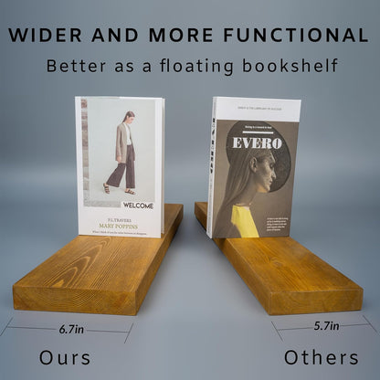 BGMG Wood Floating Shelves for Wall 30 inch Set of 2, Rustic Wooden Wall Mount Shelves for Living