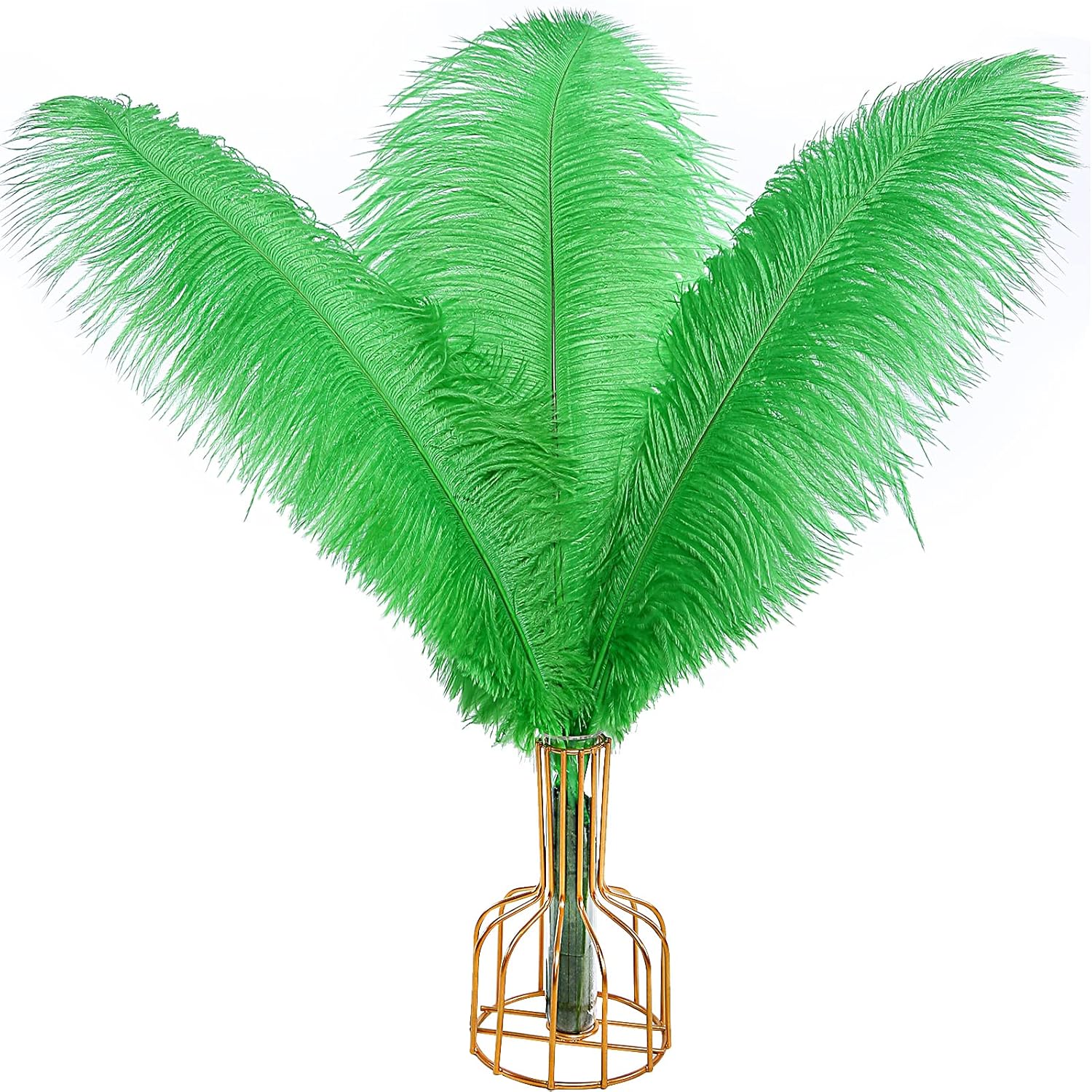 THARAHT Green Ostrich Feathers 12pcs Large Natural Bulk 14-16Inch 35cm-40cm for Wedding Party