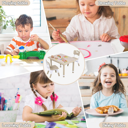Toddler Table and Chair Set, Height Adjustable-Upgrade Kids Table and 2 Chairs for Ages 3-8