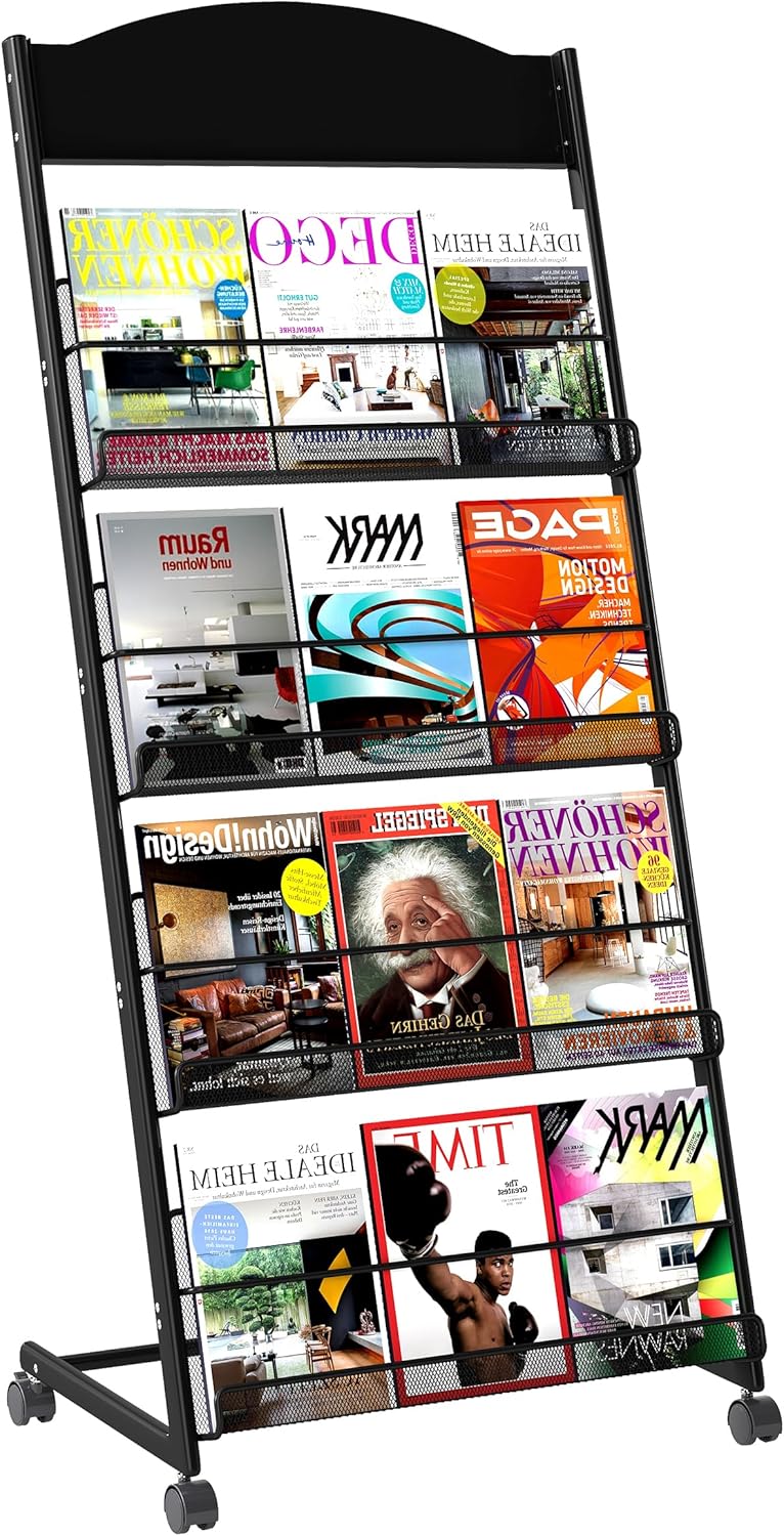 Brochure Display Stand 4 Layer Floor-Standing Magazine Rack Literature Newspaper Catalog Display