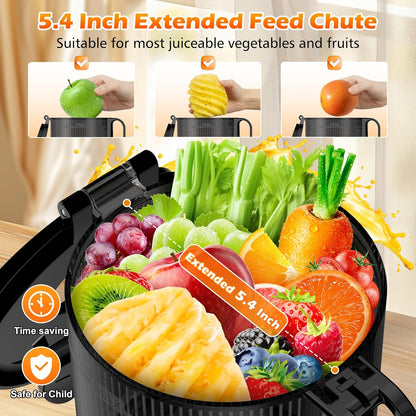 Juicer Machines with 5.4" Large Feed Chute, 400W Cold Press Juicer for Whole Vegetables and Fruits