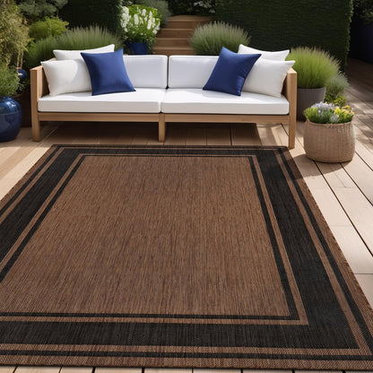 Beverly Rug Large Outdoor Rug 9x12 Modern Bordered Area Rugs for Indoor and Outdoor Patio Deck