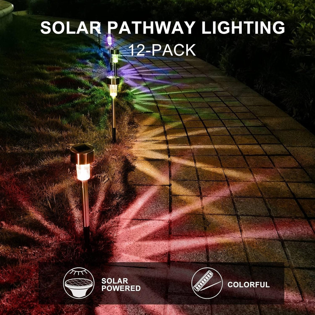 Solar Lights Outdoor Waterproof, Stainless Steel LED Landscape Lighting, Solar Garden Lights Solar