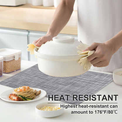 Vinyl Placemats Set of 6, PVC Woven Washable Non-Slip Table Mats, Heat Resistant Wrinkle Free Place