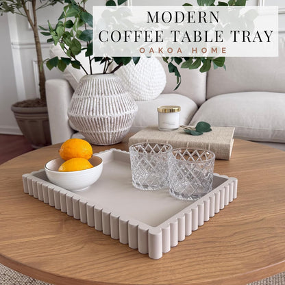 OAKOA Concrete Decorative Tray for Coffee Table Tray Decor - Ottoman Tray for Living Room