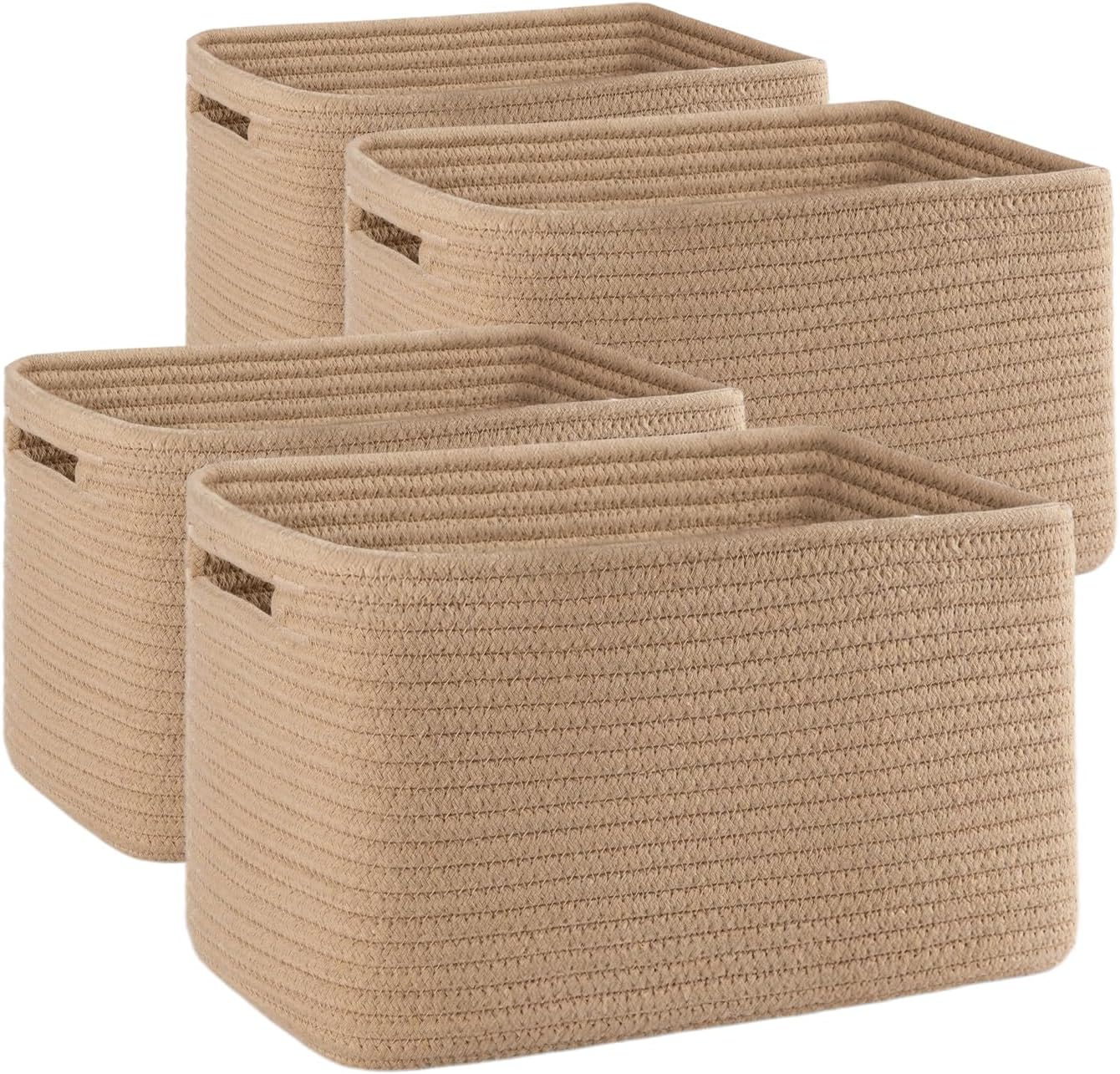 4 Pack Storage Baskets for Organizing, Woven Baskets for Shelves - Perfect for Toys, Books, Towels