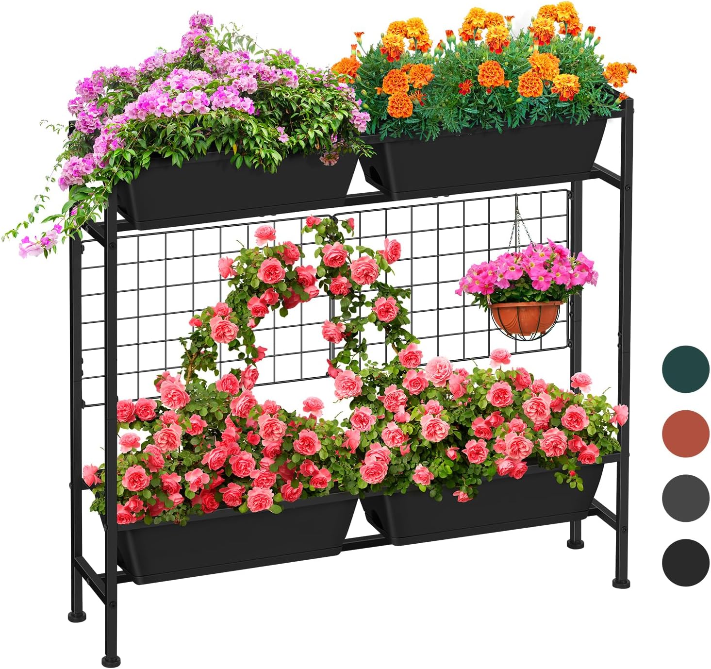 Raised Garden Beds Outdoor Elevated Garden Planter Boxes with Trellis and Legs Standing 32.4"