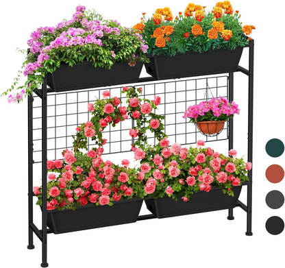 Raised Garden Beds Outdoor Elevated Garden Planter Boxes with Trellis and Legs Standing 32.4"