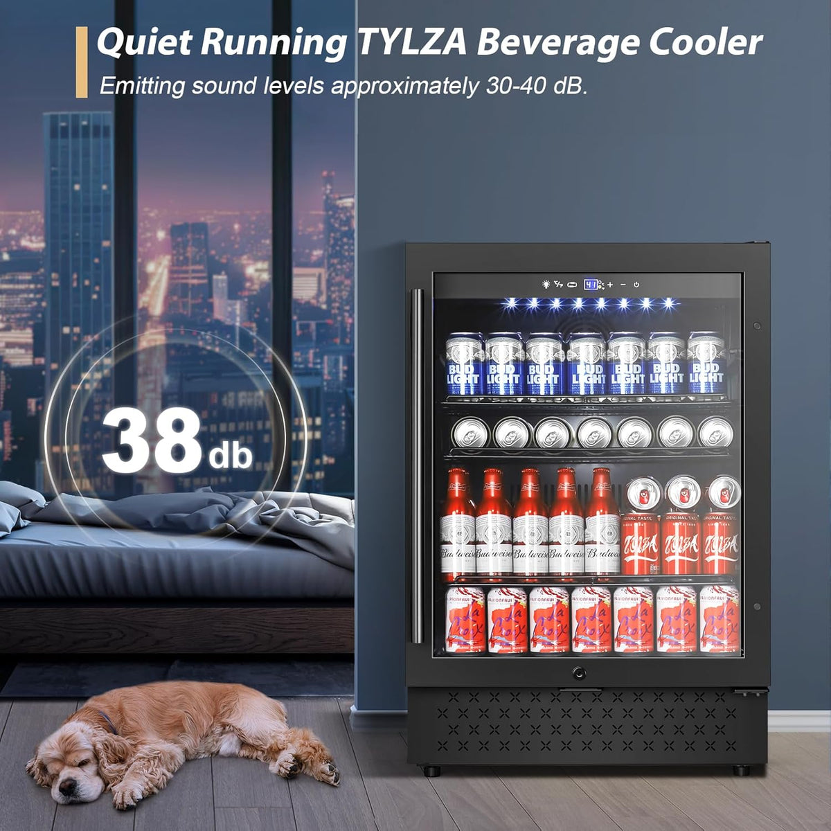 Tylza Beverage Refrigerator 24 Inch, Under Counter/Freestanding Drink Fridge, 190 Cans Beverage