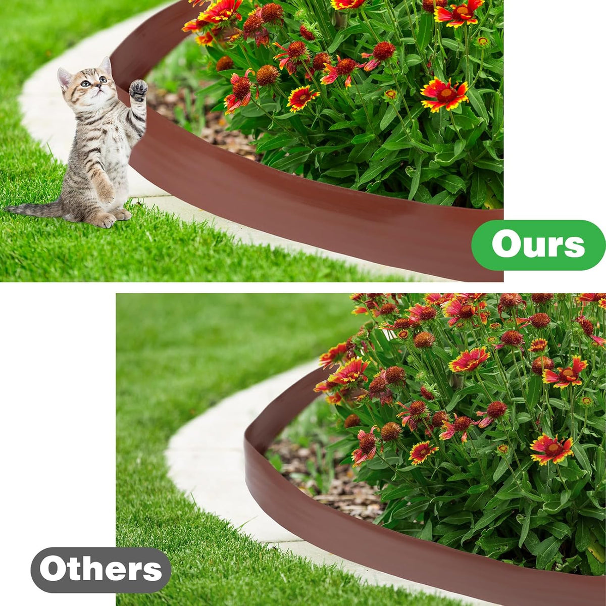 6 Inch Tall 33 ft Length Landscape Plastic Edging Kit with Hammer Spikes Plastic Garden Flower Bed