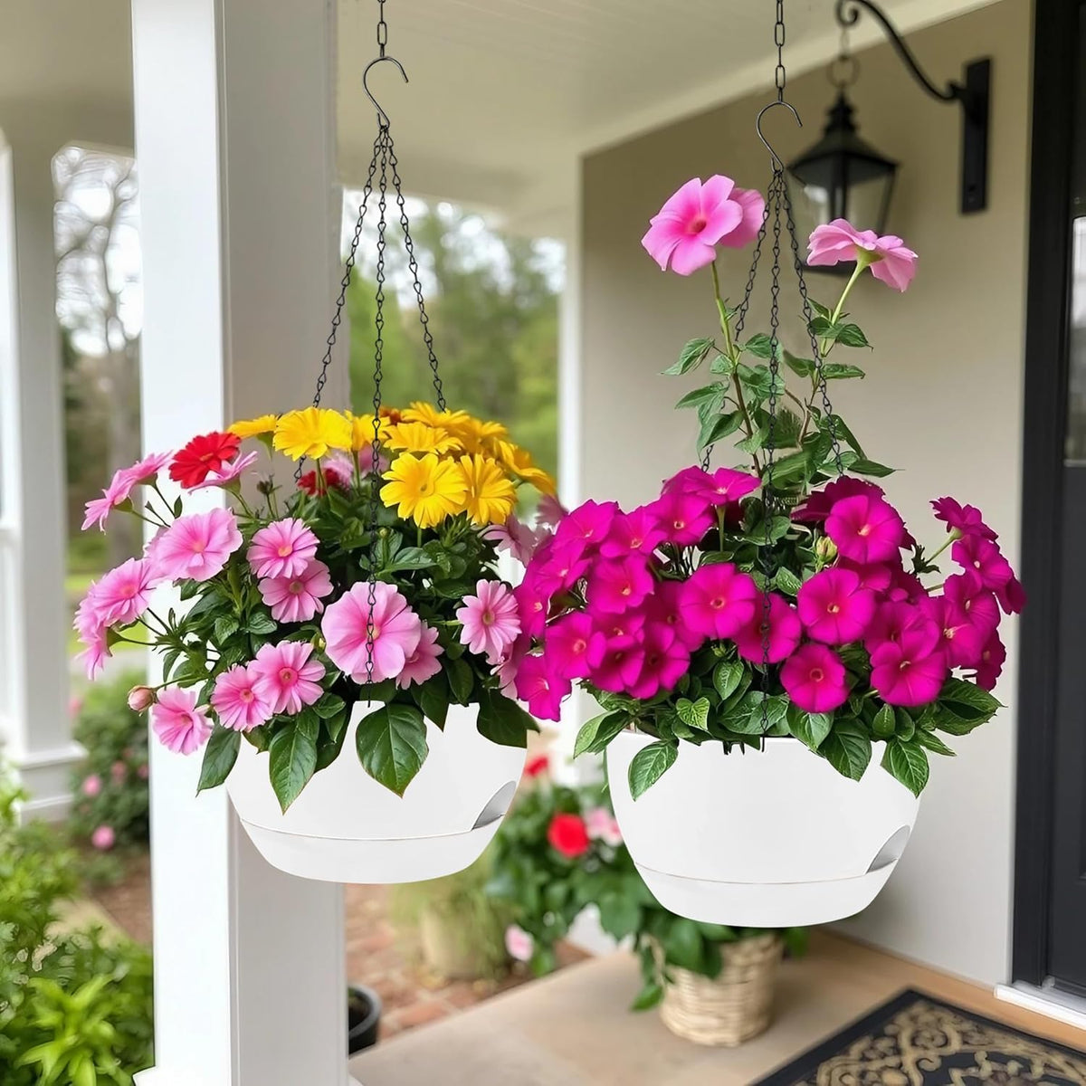 2 Pack Hanging Planters for Indoor Outdoor Plants, 8 Inch Self Watering Hanging Pot with Drainage