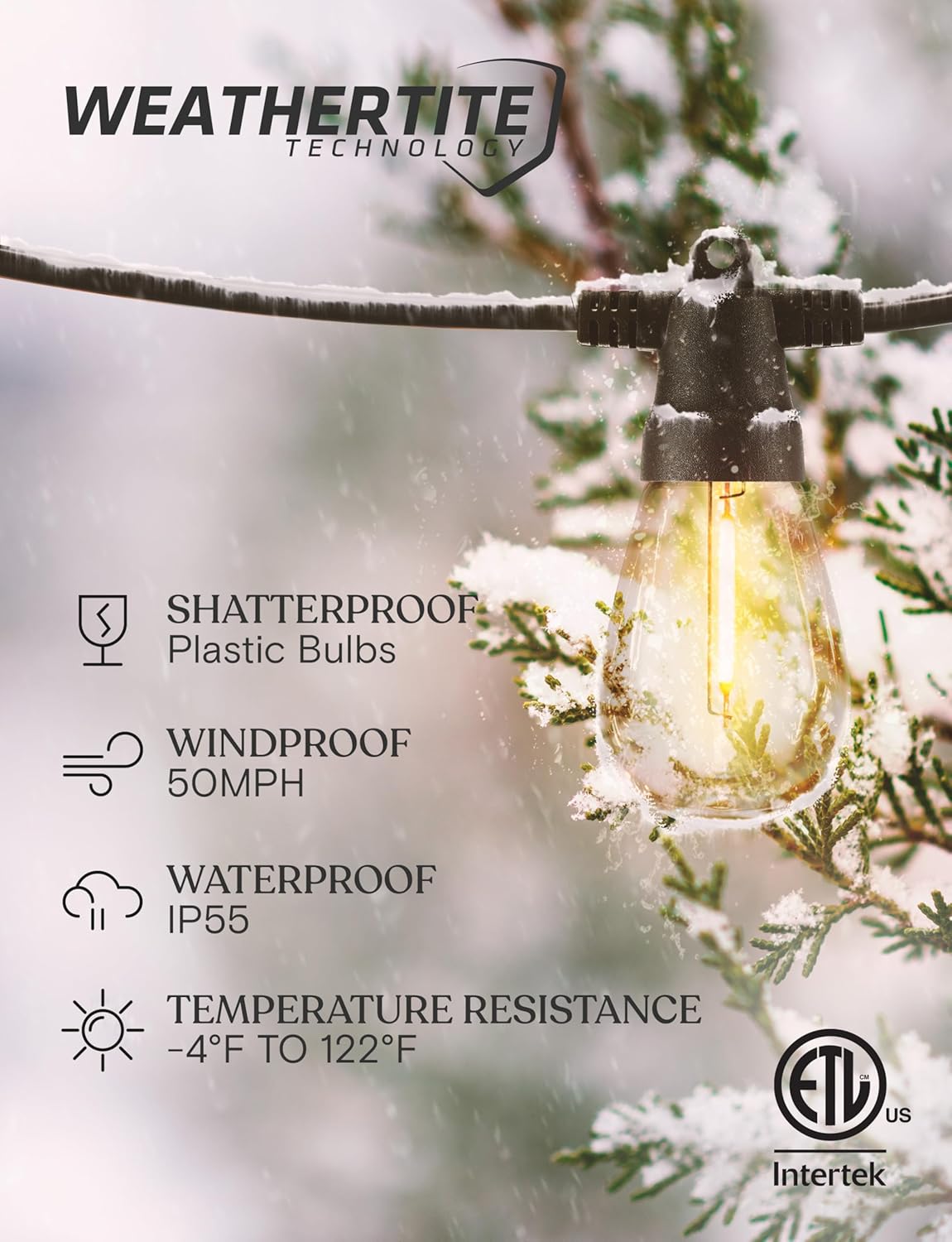 Brightech 104 (52x2) FT Ambience Pro Solar Powered Outdoor LED String Lights - Waterproof Remote