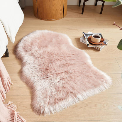 AMTOVO Faux Fur Rug, Pink Small Area Rug, Fluffy Sheepskin Rug, Fuzzy Ultra Soft 2 x 3 ft Shag Rugs