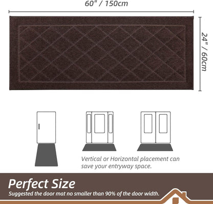 BEQHAUSE Dirt Trapper Door Mat 24" x 60", Doormat Non-Slip Entryway Rugs Washable, Dog Door Mat