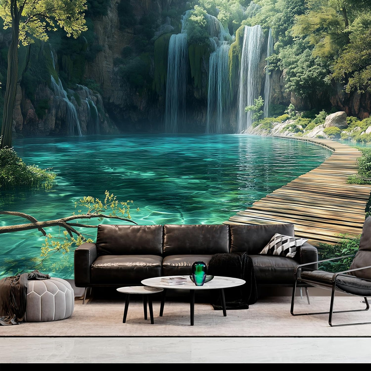 BSFHH Nature Tapestry Forest Tree Sea Cave Wall Hanging, Stream Through Rainforest Landscape Wall