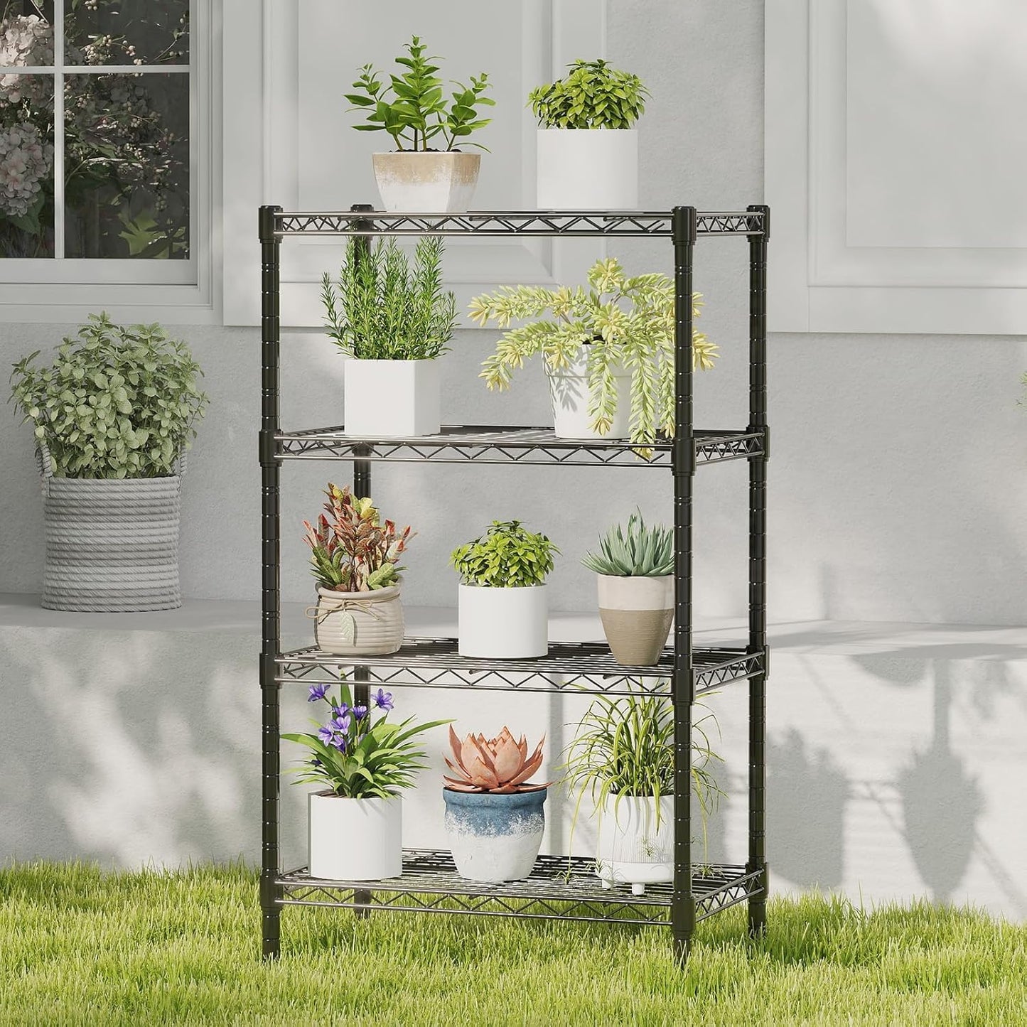 HealSmart 4-Tier Metal Wire Storage Shelves, Adjustable Standing Storage Rack Shelf, Heavy Duty