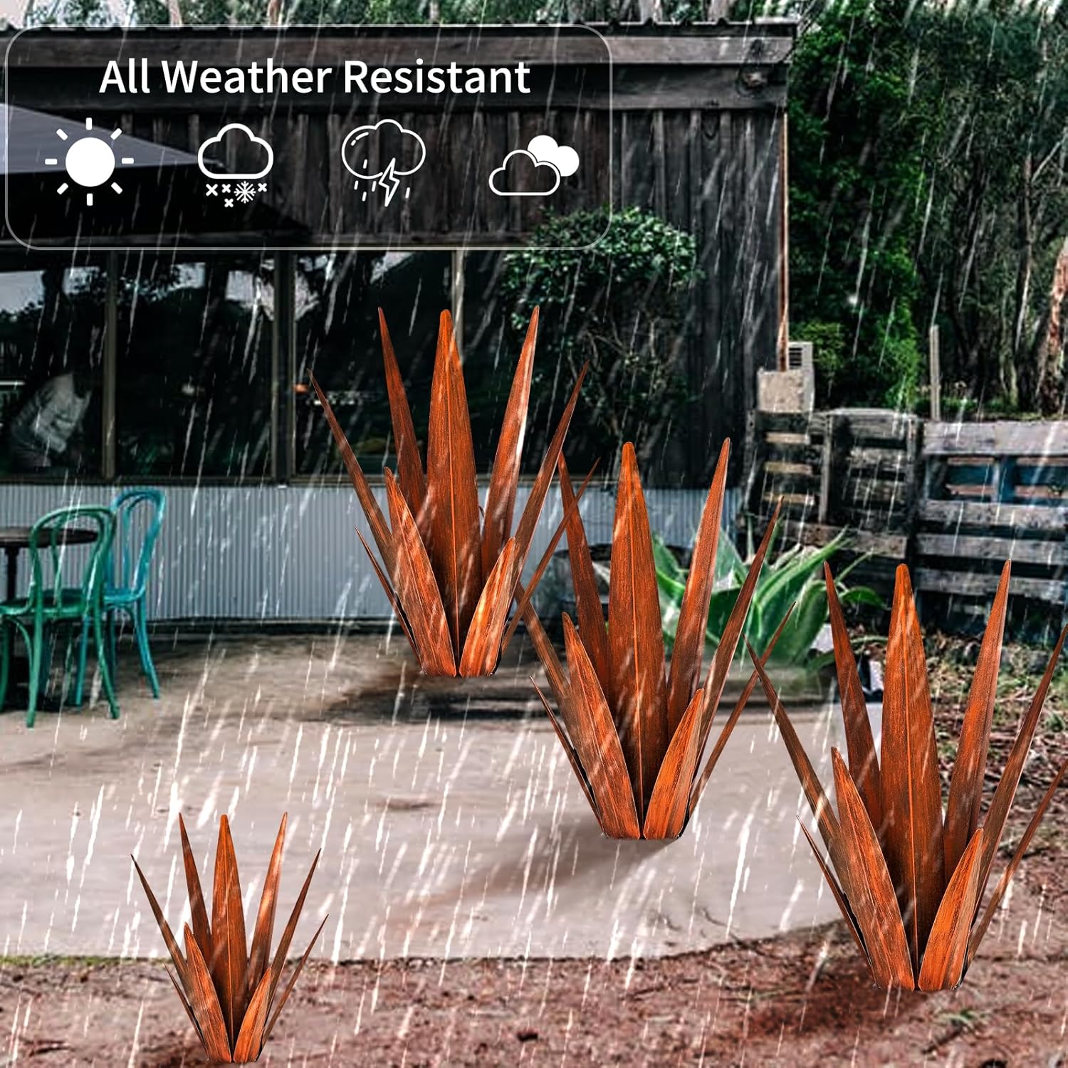 Metal Agave Plants, Tequila Rustic Sculpture, Metal Yard Art, Outdoor Lawn Ornaments Yard Stakes