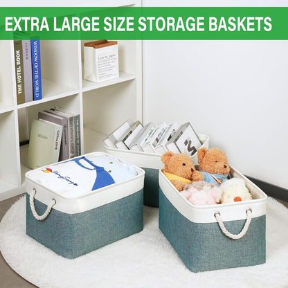 Bidtakay Fabric Storage Baskets for Shelves 3 Pack Large Storage Bins for Organizing Linen