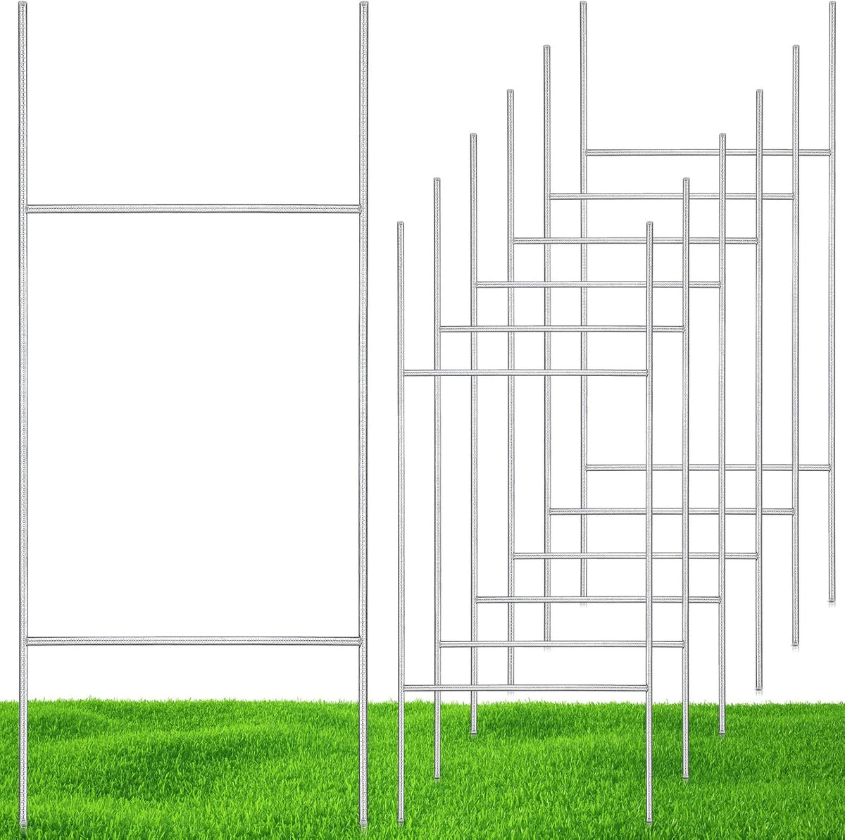 6 Pcs H Stakes for Yard Signs 30'' x 10'' Metal Heavy Duty H Frame Wire Stakes Weatherproof Metal