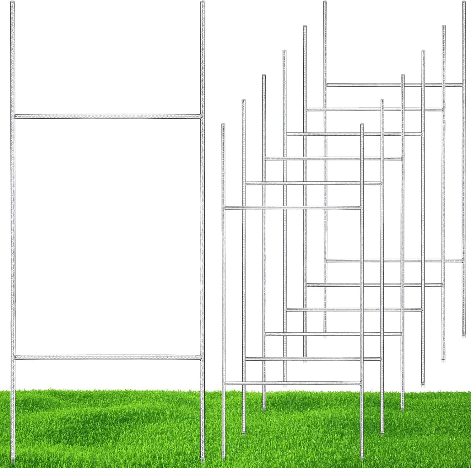 6 Pcs H Stakes for Yard Signs 30'' x 10'' Metal Heavy Duty H Frame Wire Stakes Weatherproof Metal