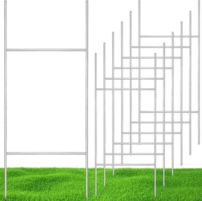 6 Pcs H Stakes for Yard Signs 30'' x 10'' Metal Heavy Duty H Frame Wire Stakes Weatherproof Metal