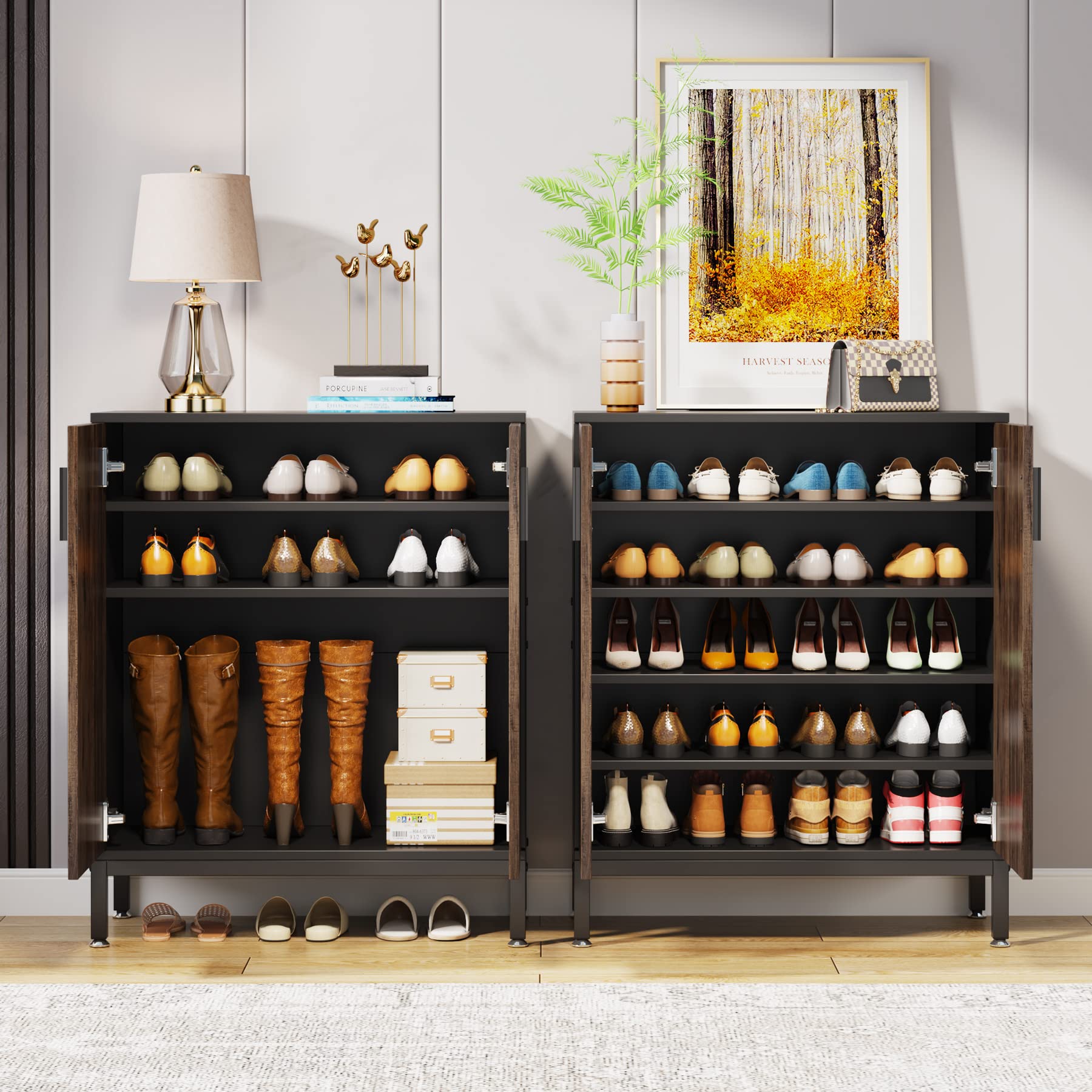 LITTLE TREE Shoe Cabinet with Doors, 20 Pairs Entryway Shoe Storage Cabinet Modern Storage