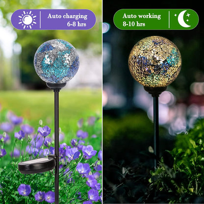 Solar Garden Lights Outdoor Decorative - Solar Gazing Ball Mosaic Garden Stakes Decorative
