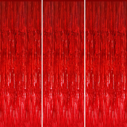 GOER 3.2 ft x 9.8 ft Metallic Tinsel Foil Fringe Curtains Party Photo Backdrop Party Streamers for