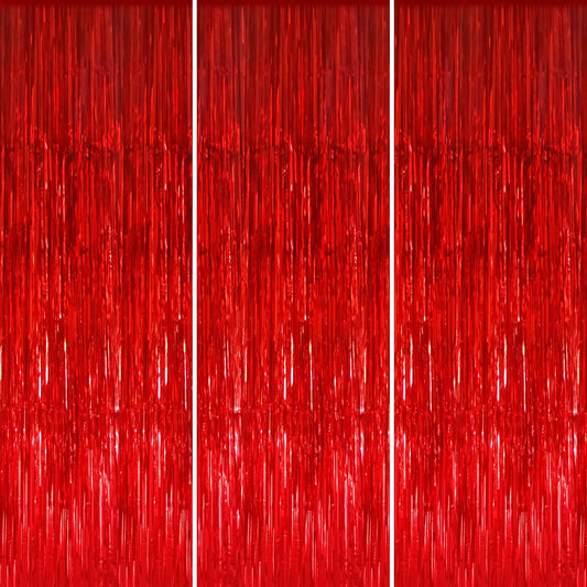 GOER 3.2 ft x 9.8 ft Metallic Tinsel Foil Fringe Curtains Party Photo Backdrop Party Streamers for