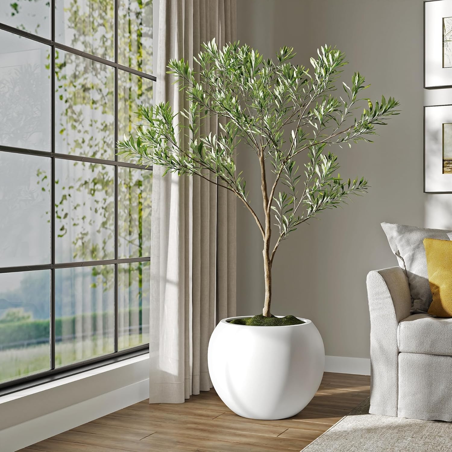DTY Signature Mount Sherman Lightweight Durable Modern Fiberstone Sphere Planter for Indoor &