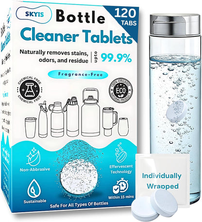 120-pcs Water Bottle Cleaner Tablets, Chlorine-free, Water Bottle cleaner, Tumbler washer and Glass