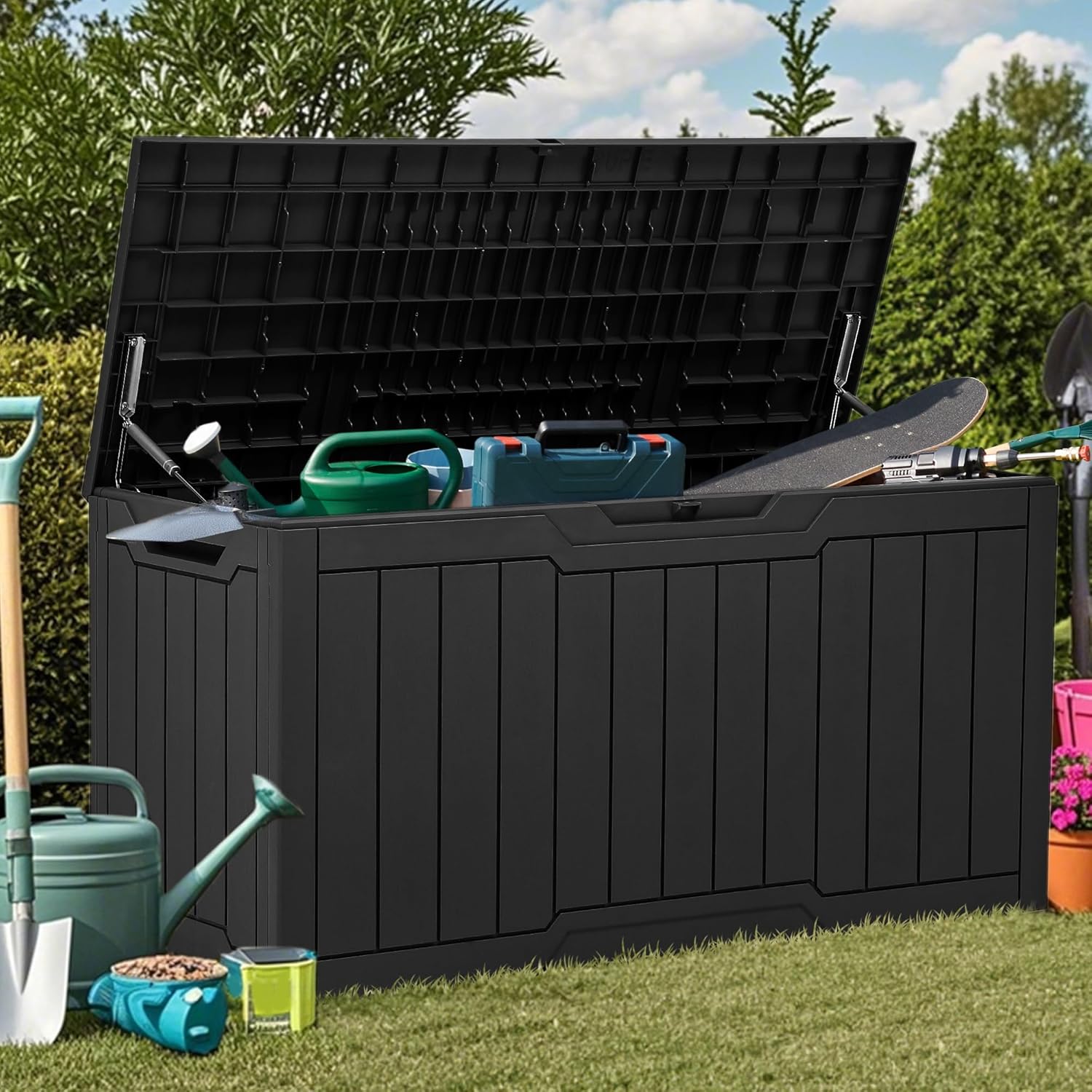 YITAHOME 80 Gallon Resin Deck Box, Outdoor Lockable Storage Box for Patio Furniture, Waterproof