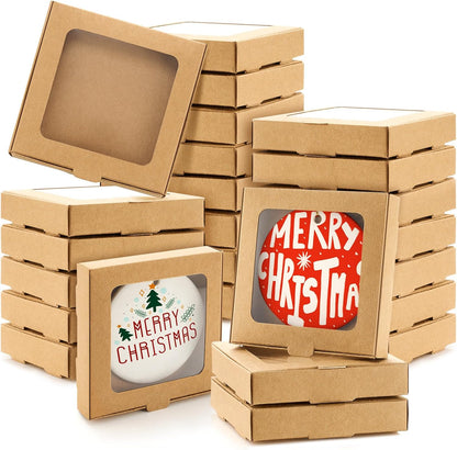 25 Pcs Sublimation Ornament Blanks Box 3.6"x3.6"x0.7" Christmas Ornaments Holder Ceramic Discs