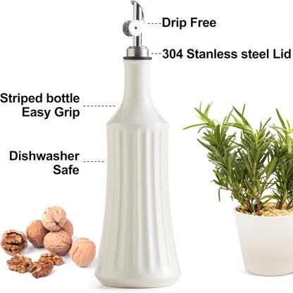 LYEOBOH Olive Oil Dispenser Bottle, Oil Dispenser for Kitchen, Ceramic Cooking Vinegar Dispensing