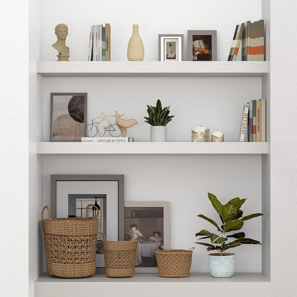 10 inch Deep Wall Shelves 36 inche Long, 1.8 Thick Single Floating Shelf Wall Mounted, Heavy Duty