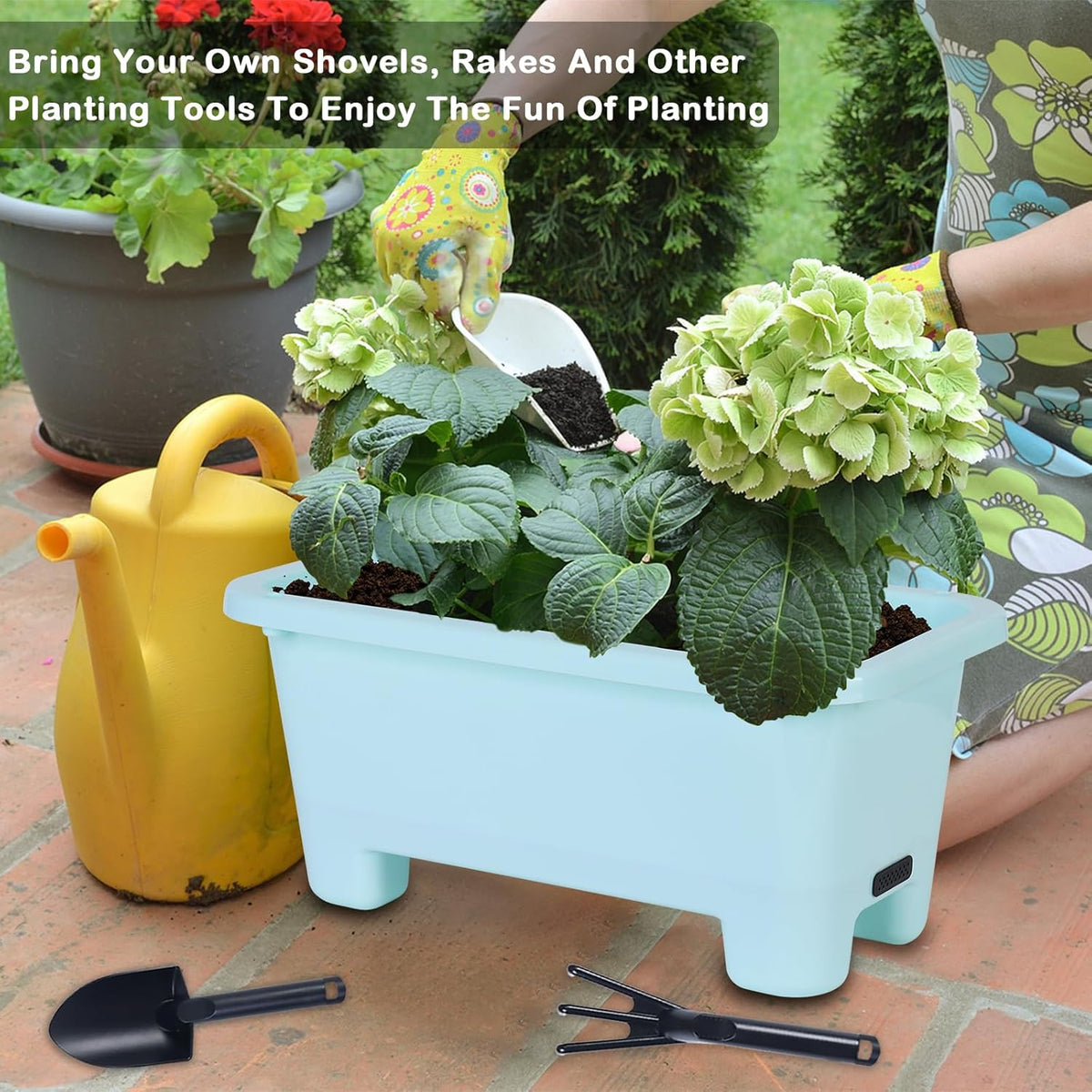 Self-Watering Rectangle Planter Boxes 8-Pack, 15.7-Inch Window Box Planter with Drainage Holes &