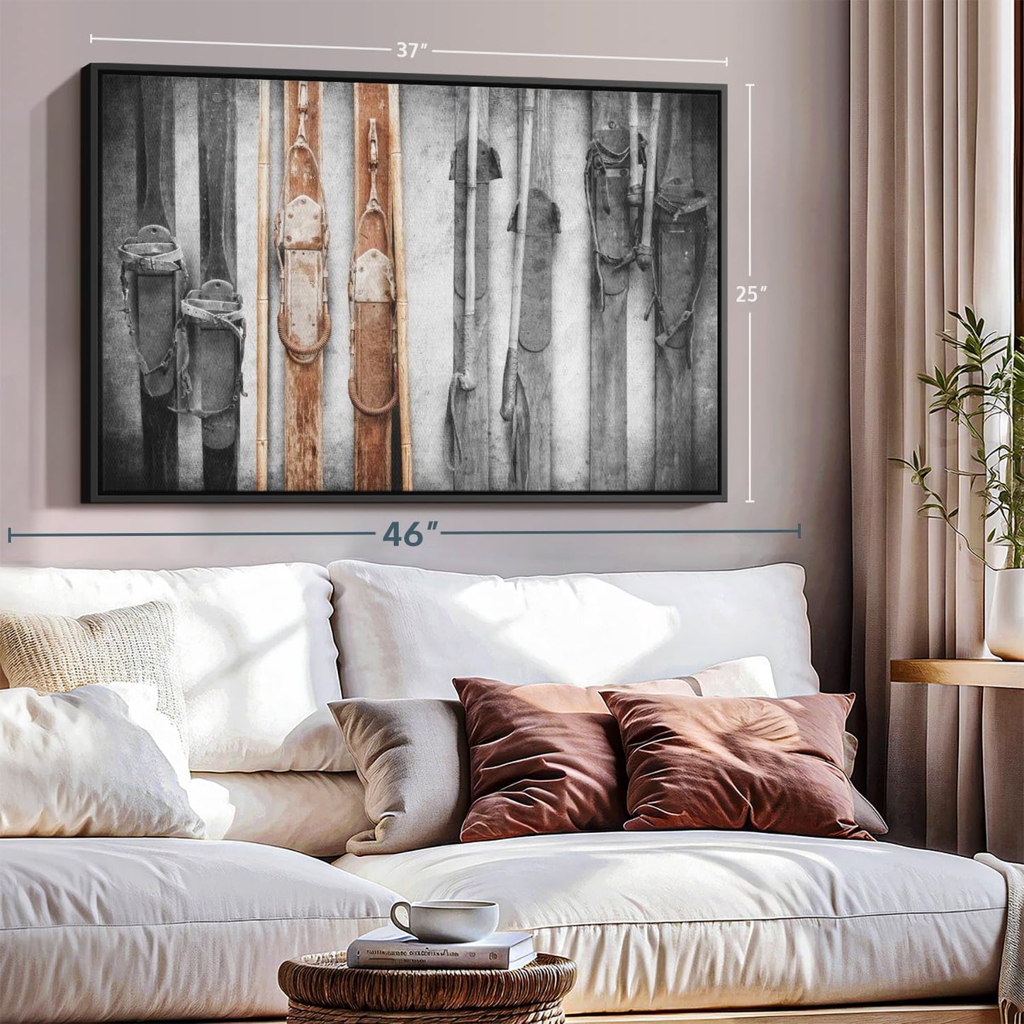ElephantStock Ski Collection Wall Art - Horizontal Framed Canvas - 1-Piece Bathroom Wall Decor