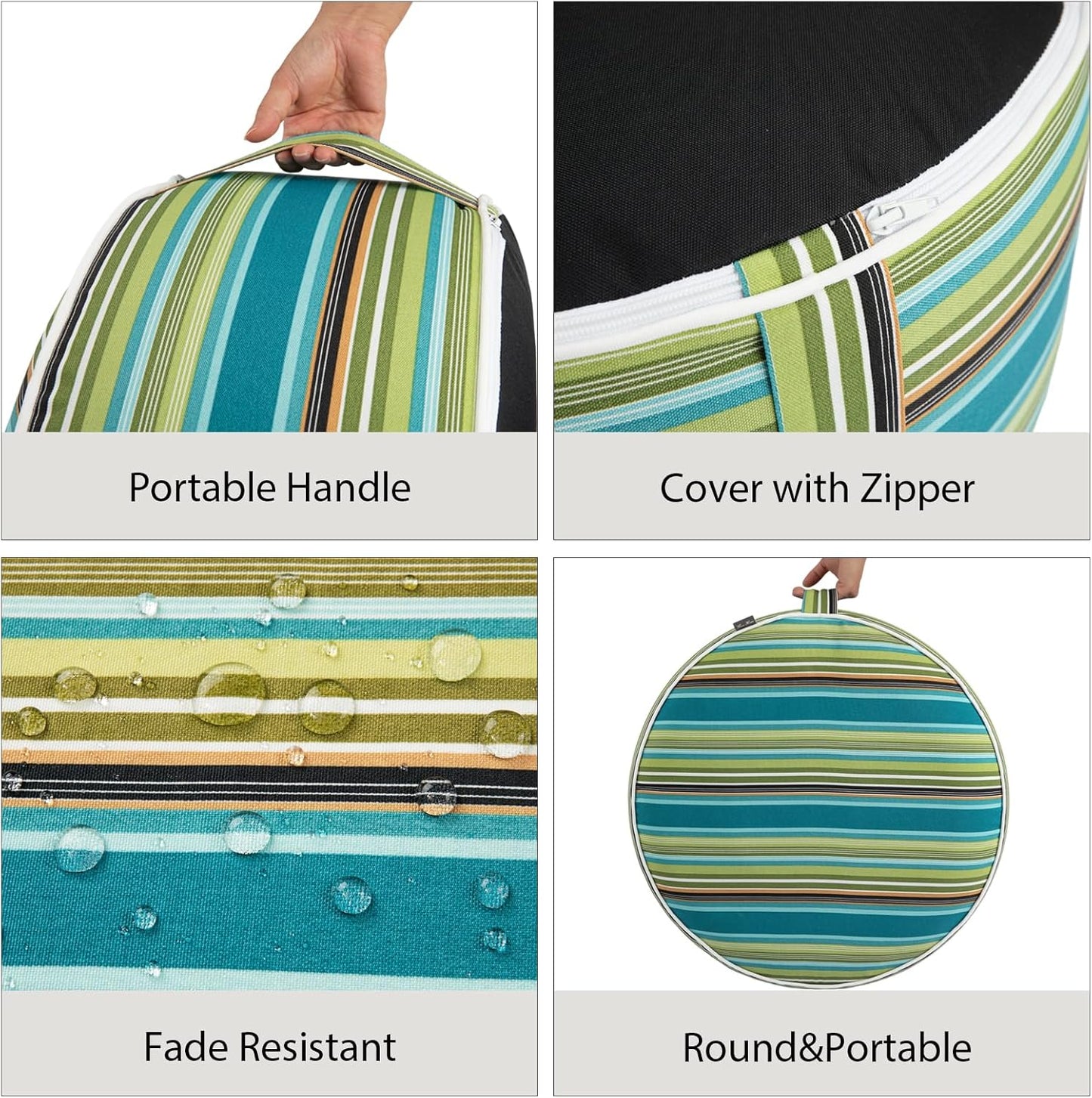 FUNHOME Inflatable Outdoor Ottoman with Air Pump,20"x9" Portable Patio Pouf,Water